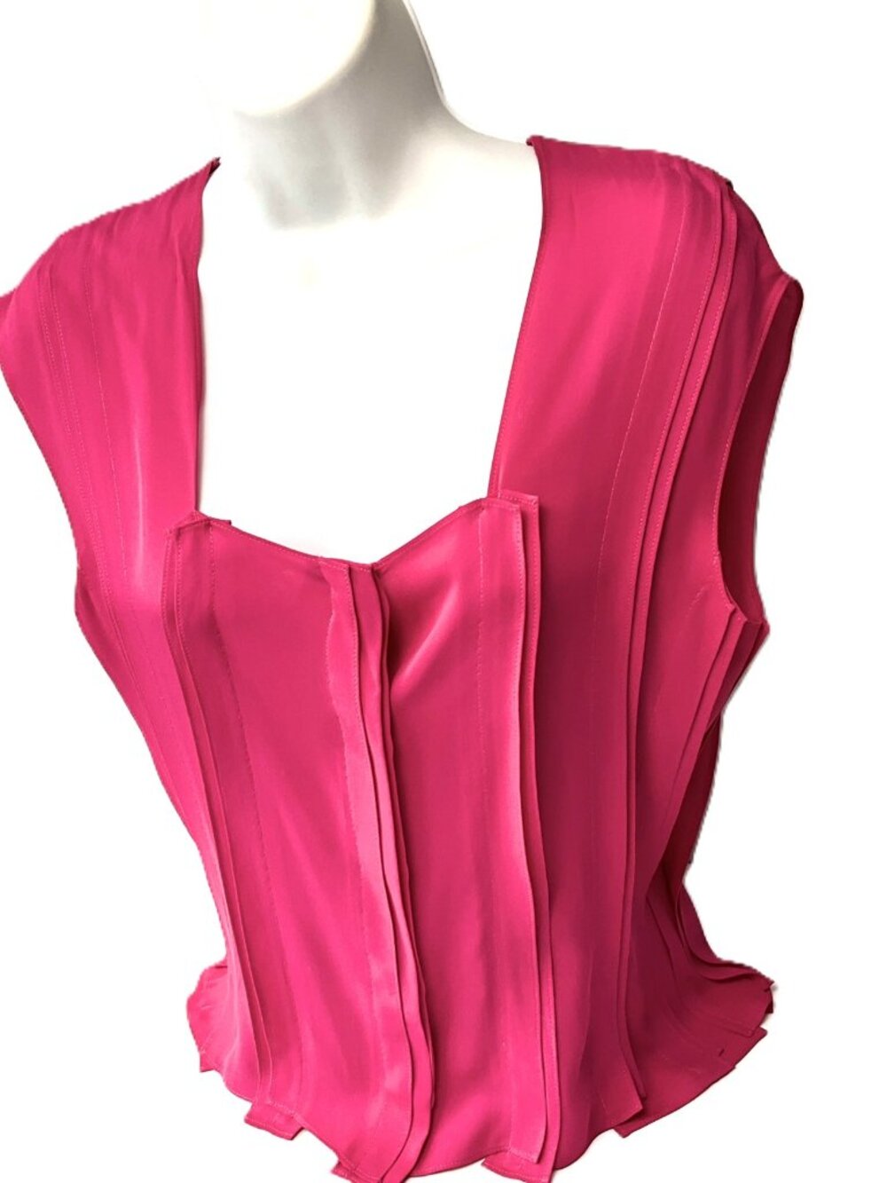 Yves Saint Laurent Rive Gauche  Sheer Silk Corset Panel Blouse F36 France